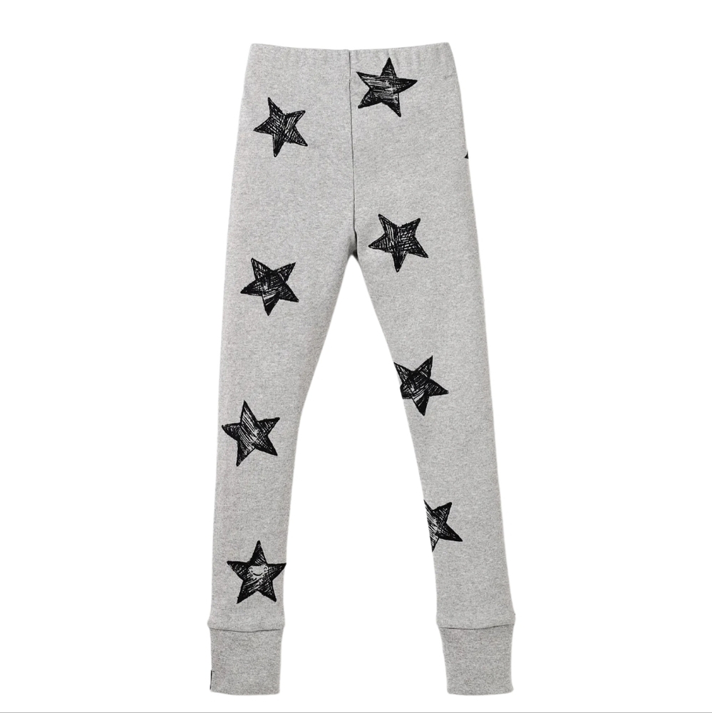 The QT - GREY MARL CUTE STAR| Organic Cozy Ribbed Leggings